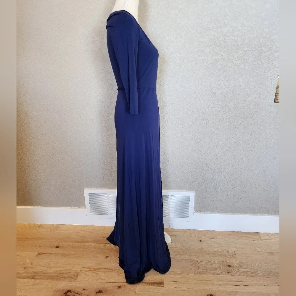 Lulu's Garden District Blue jersey material  Maxi wrap dress size Medium - Picture 3 of 10